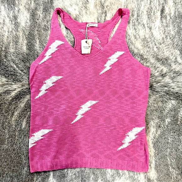 ANDTHEWHY Tops - NWT ANDTHEWHY Hot Pink Lightening Bolt Sweater Tank